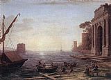 Claude Lorrain Famous Paintings - A Seaport at Sunrise